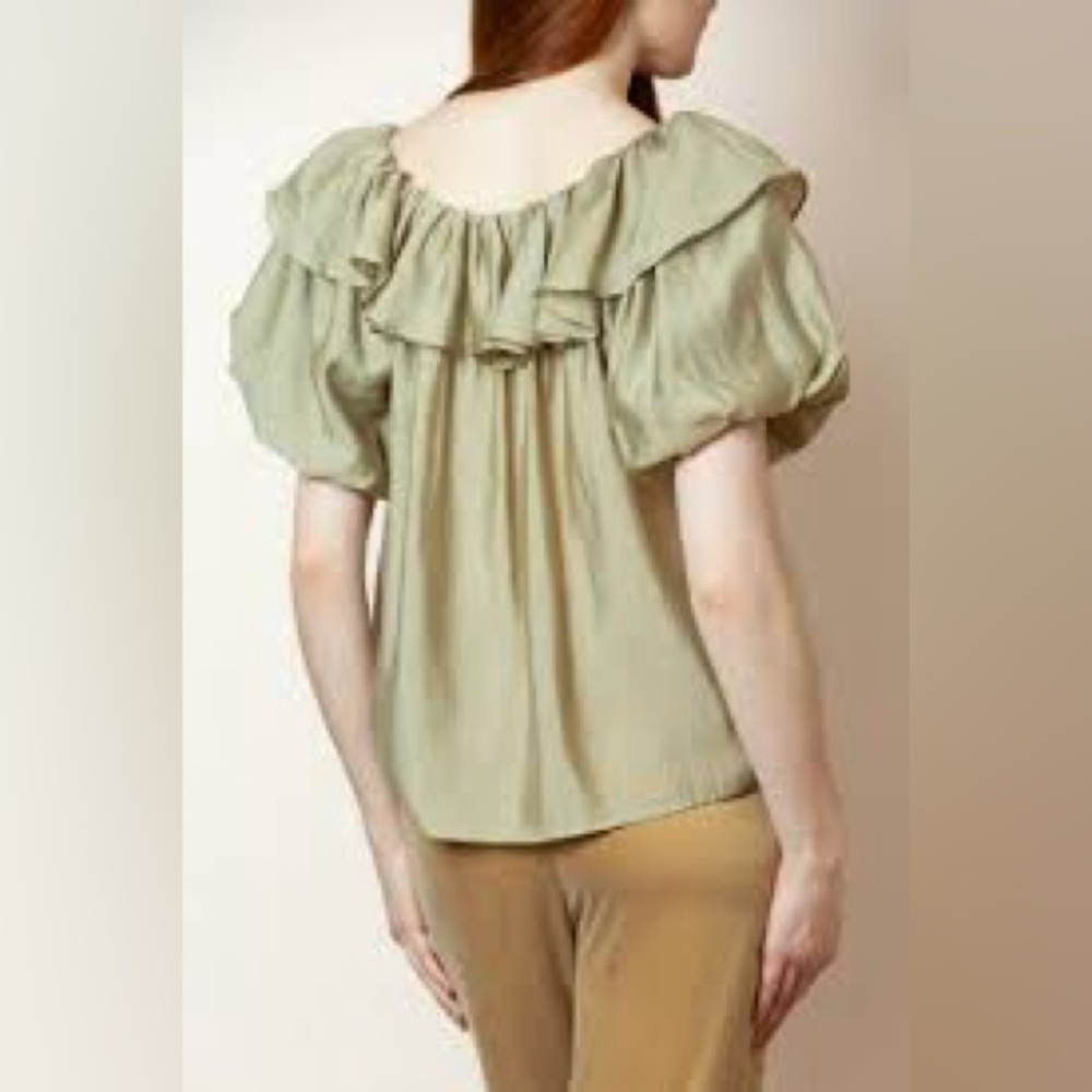 Caroline Tencel Blouse in Khaki Green - Picture 2 of 6